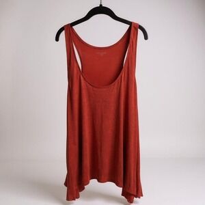 Eileen Fisher SZ 2X Linen Burnt Orange Oversized Racerback Tunic Tank Comfy Cool